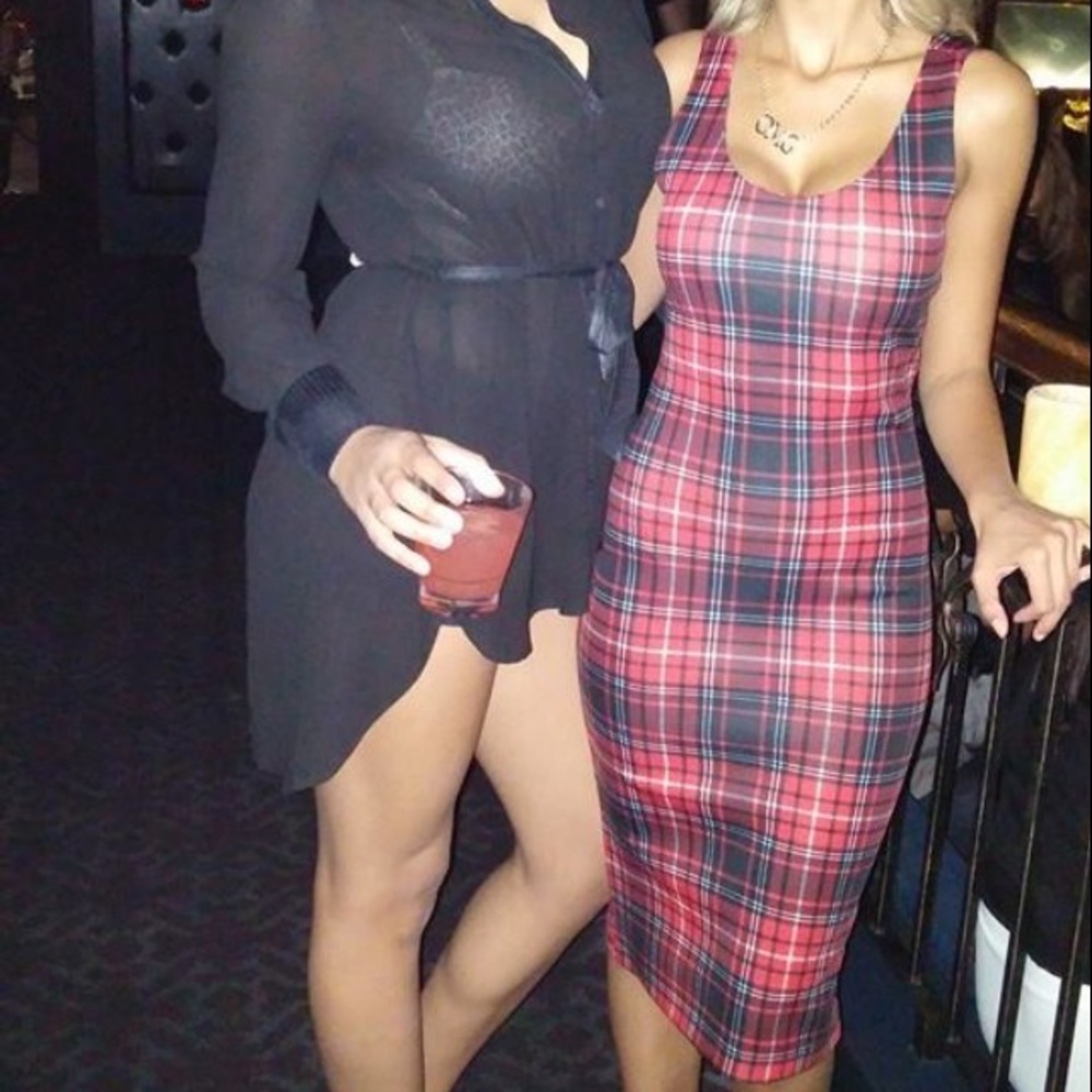 XOXO XS plaid midi dress. Worn only once.